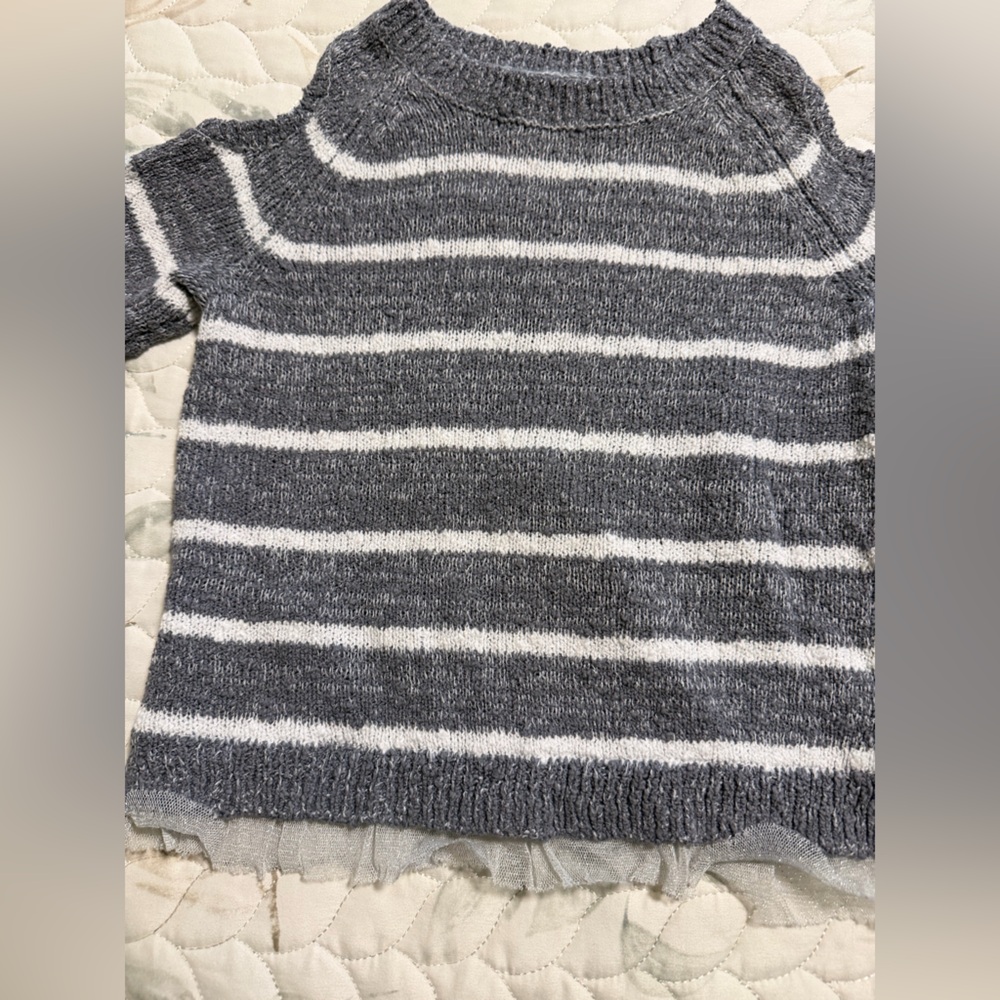 Abercrombie Kids Heathered Gray and White Striped Sweater